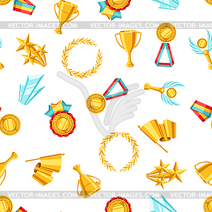 Awards and trophy seamless pattern - vector clipart