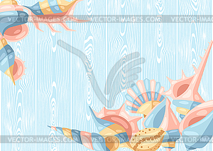 Background with seashells - vector image