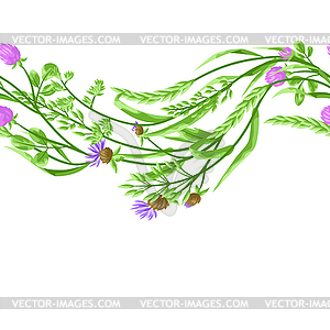 Seamless pattern with herbs and cereal grass - vector clipart