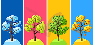 Four seasons trees - vector image