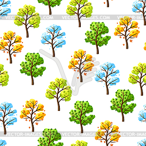 Четыре сезона деревья шаблон - векторное изображение