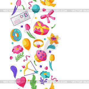 Happy Valentine Day seamless pattern - vector image