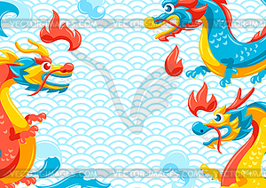 Background with Chinese dragons - royalty-free vector clipart