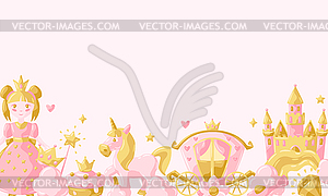 Princess party items background - vector clipart