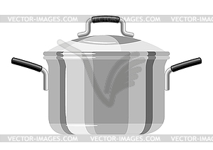 Steel cooking pan - vector image