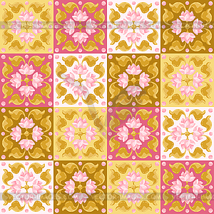 Ceramic tile pattern with lotus - vector clip art