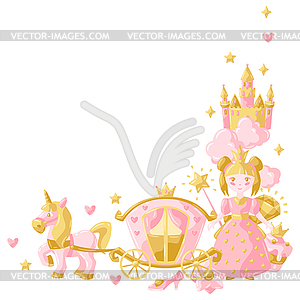 Princess party items frame - vector clip art