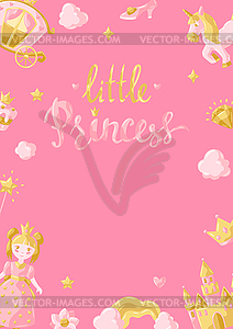 Princess party items frame - vector image