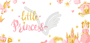 Princess party items background - vector image