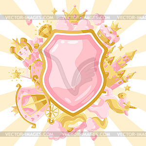 Princess party items background - vector image