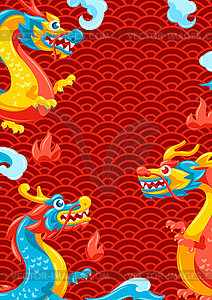 Background with Chinese dragons - vector clipart