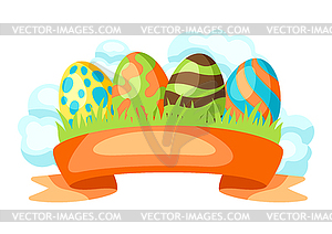 Поздравительная открытка с праздником Пасхи - стоковое векторное изображение