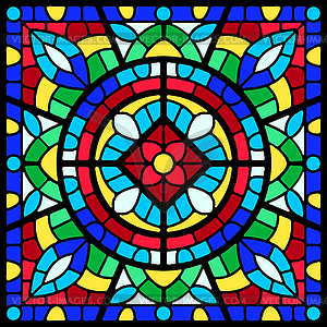 Stained-glass window with colored piece - vector image