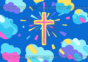 Happy Easter with cross - vector clip art