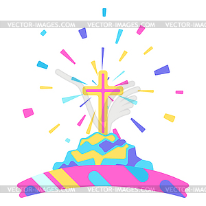 Happy Easter with cross - vector image