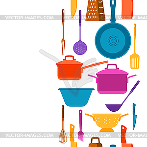 Seamless pattern with kitchen utensils - vector image