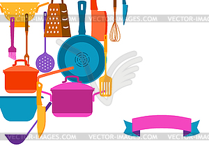 Фон с кухонной утварью - векторизованный клипарт
