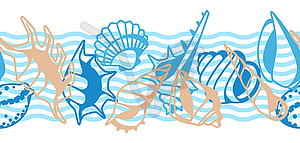 Seamless pattern with seashells - vector clipart