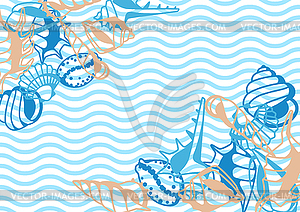 Background with seashells - vector image