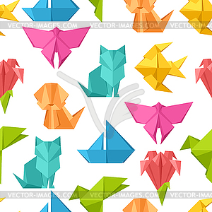 Бесшовный фон с игрушками оригами - рисунок в векторе