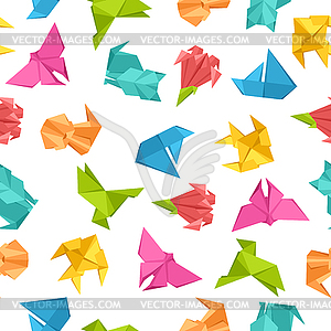 Seamless pattern with origami toys - vector clipart