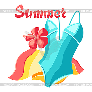 Background with beachwear and swimwear - vector image