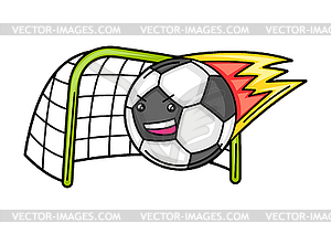 Kawaii ball is scored into goal - vector image