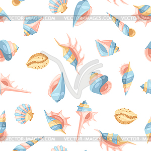 Seamless pattern with seashells - vector clipart