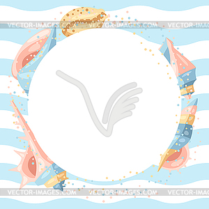 Frame with seashells - vector clipart / vector image