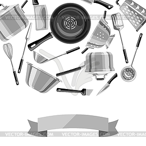 Background with kitchen utensils - vector image