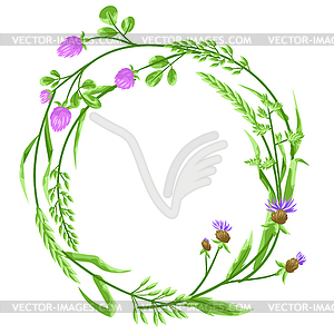 Frame with herbs and cereal grass - vector clip art