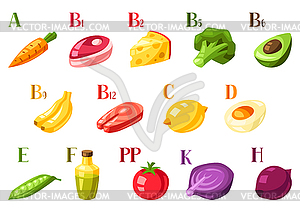 Vitamin food sources - vector image