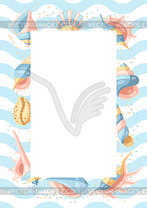 Frame with seashells - vector clipart