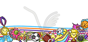 Background with kawaii sport items - vector clipart