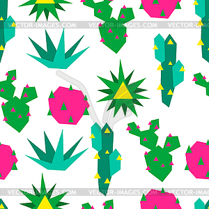 Seamless pattern with cacti and succulents - vector clip art