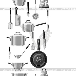 Бесшовный фон с кухонной утварью - графика в векторном формате