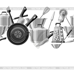 Seamless pattern with kitchen utensils - vector clipart