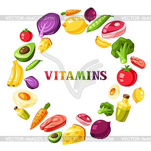 Vitamin food sources frame - vector clipart / vector image