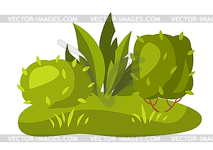 Background with tree and bushes - vector clipart