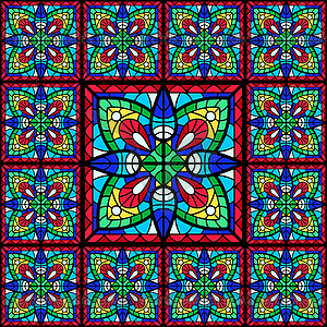 Stained-glass window with colored piece - vector clip art