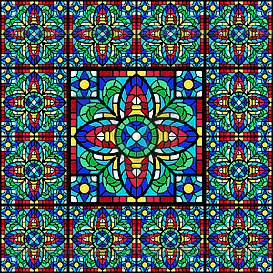 Stained-glass window with colored piece - vector clipart