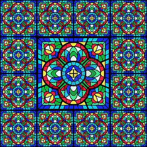 Stained-glass window with colored piece - vector clipart