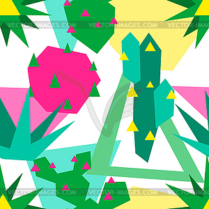 Seamless pattern with cacti and succulents - vector clipart