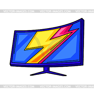Gaming monitor. Cyber sports, computer games, fun - vector image