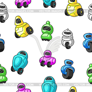 Seamless pattern with robots - vector image