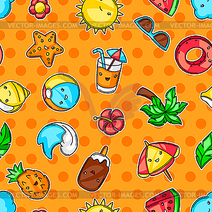 Seamless pattern with summer items - vector clipart / vector image