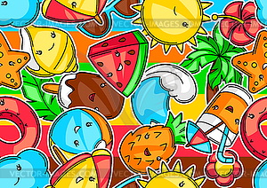 Seamless pattern with summer items - vector image