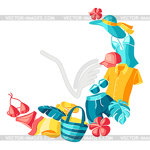 Background with beachwear and swimwear - vector image