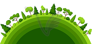 Background with trees, spruces and bushes. - vector image