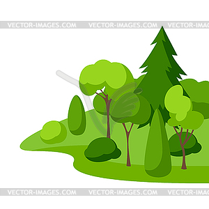 Background with trees, spruces and bushes. - vector EPS clipart